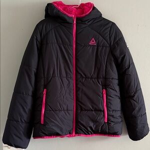Reebok reversible winter Puffer Jacket - Black with Pink Accents XXL